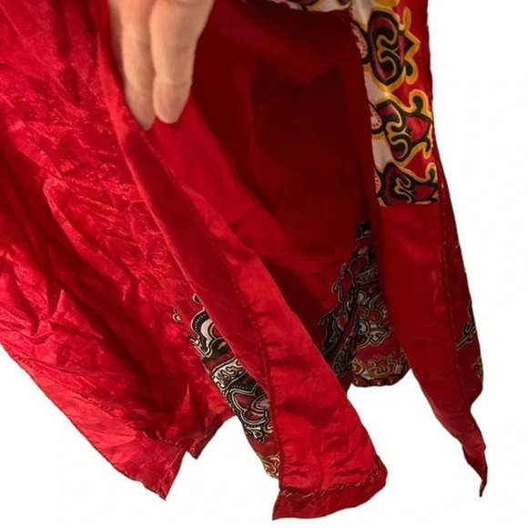 Ashro 1990’s one size red black yellow Hippie‎ boho maxi v-neck caftan dress - Picture 6 of 7